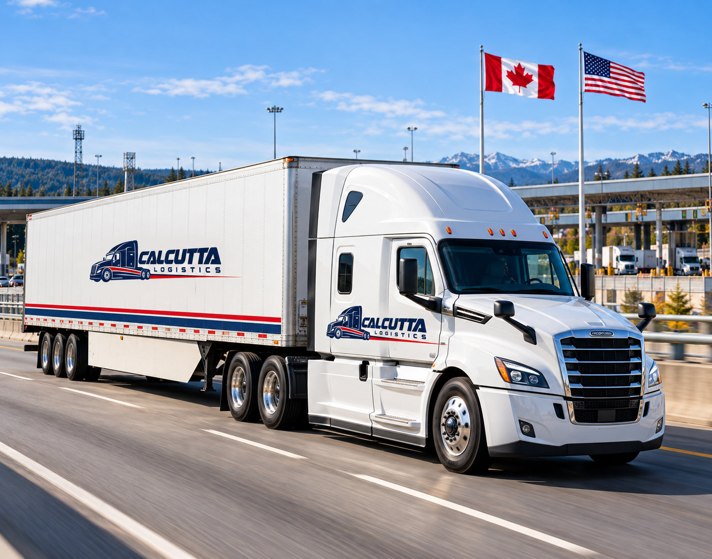 Freight truck on a North American highway