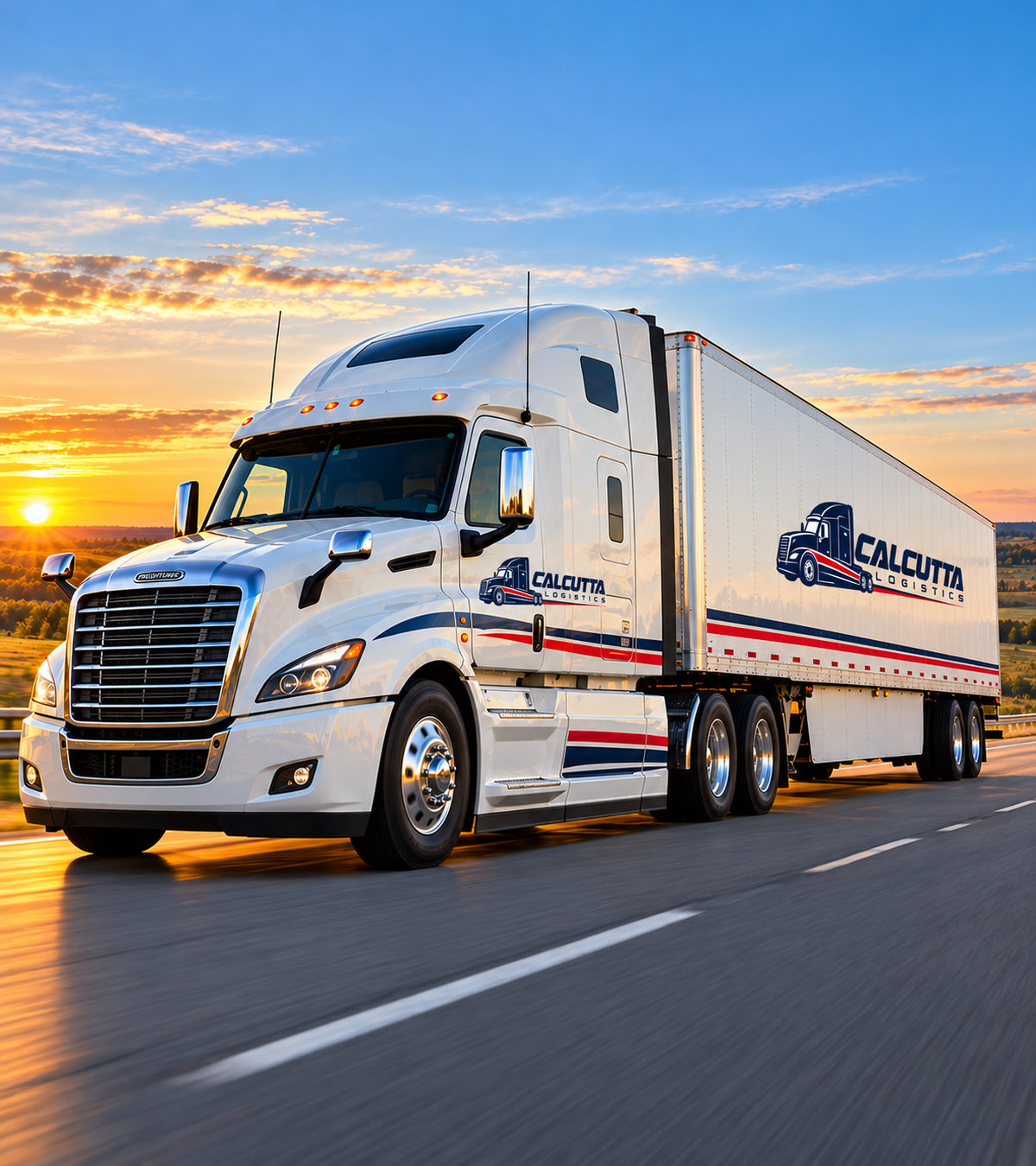Modern semi-truck traveling on a Canadian highway